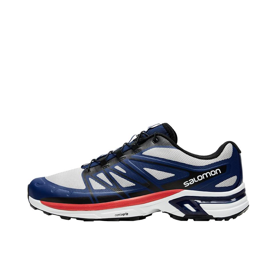 推荐商品：Salomon/萨洛蒙 XT-Wings 2 防滑耐磨 支撑 透气 织物 运动 包裹性 户外休闲鞋 灰色/蓝色