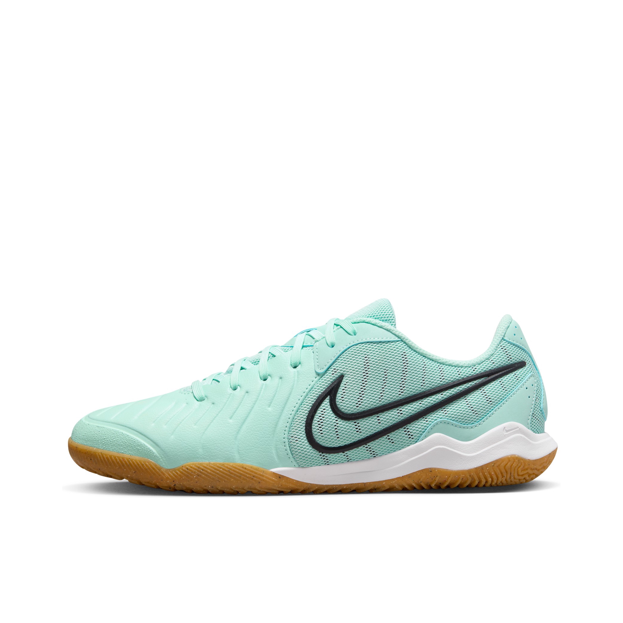 推荐商品：Nike Tiempo Legend 10 Academy IC 中端 平底 减震回弹 防滑耐磨 轻便透气 舒适百搭 人造草坪 室内 足球鞋 浅雨露绿/黑色/梦幻紫红