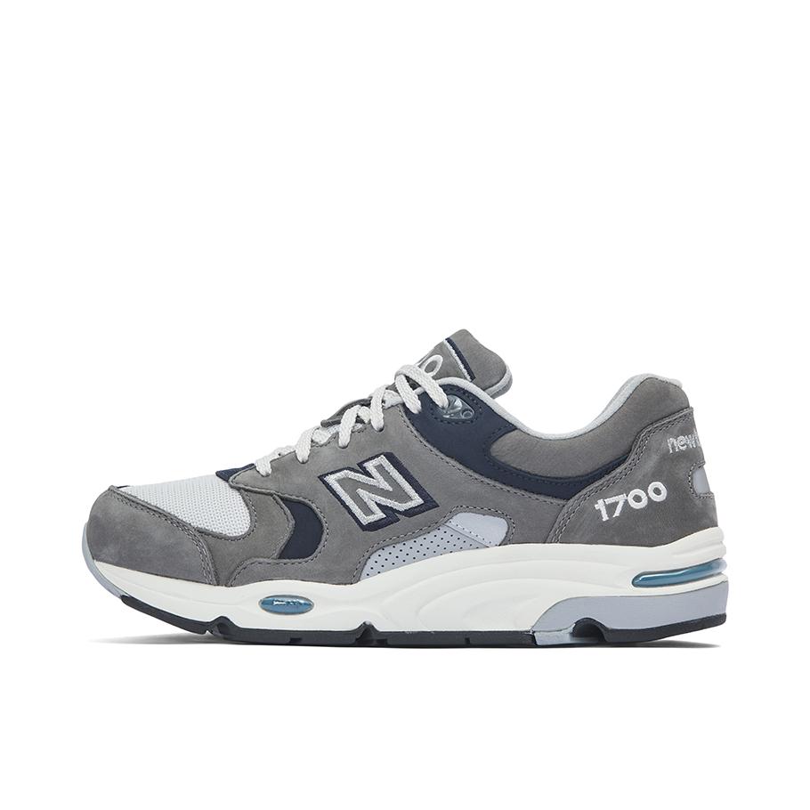 推荐商品：New Balance 1700 跑鞋 绒面革织物合成革复古减震耐磨透气防滑马拉松皮革舒适 灰色/白色/蓝色