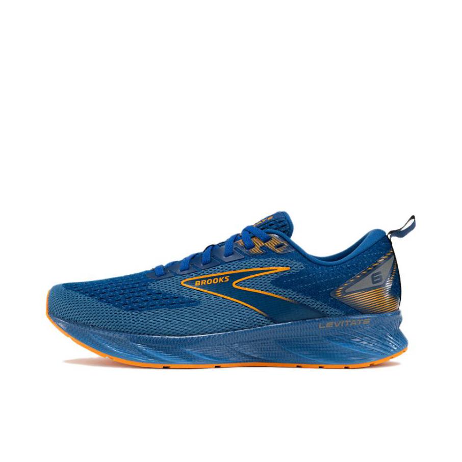 推荐商品：Brooks/布鲁克斯 Levitate 6 柔软透气 支撑减震 回弹耐磨 舒适轻便 织物 马拉松 跑鞋 蓝色/桔红