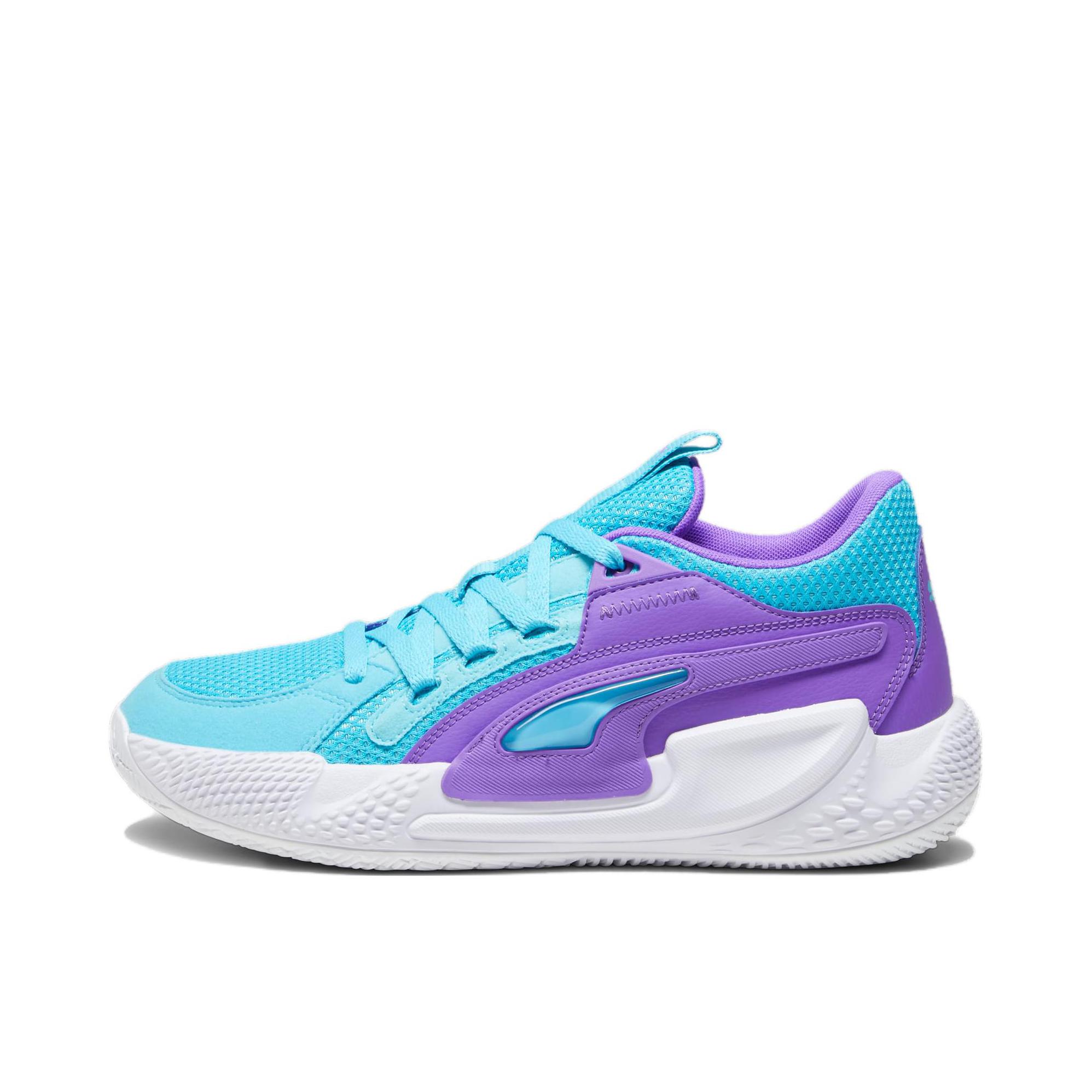 推荐商品：Puma/彪马 Court Rider Chaos RIDER FOAM中底 防滑耐磨 网面 轻便 缓震 篮球鞋 紫色/亮湖蓝/白色