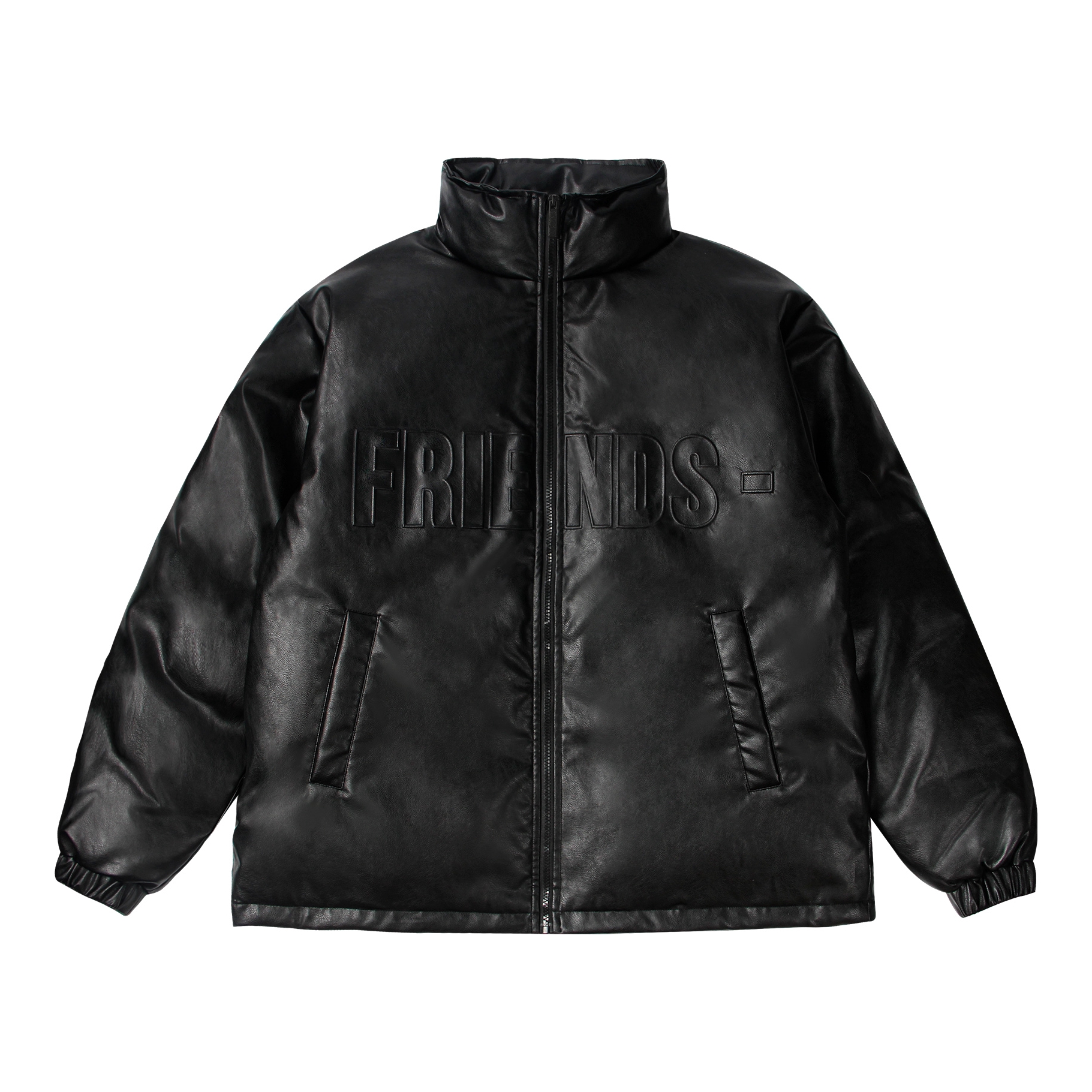 【李欣泽同款】VLONE AW23 立体压印鹅绒皮立领长袖羽绒服 男女同款 VLCT23001 黑