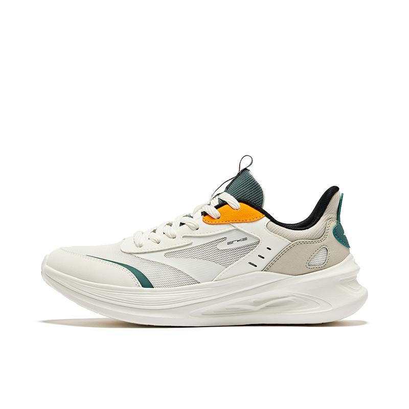 推荐商品：鸿星尔克 凌跃2.0 缓震回弹 网面透气 舒适软底 防滑耐磨 简约百搭 防水 慢跑 跑鞋 网面/微晶白/浮岩灰/海松绿
