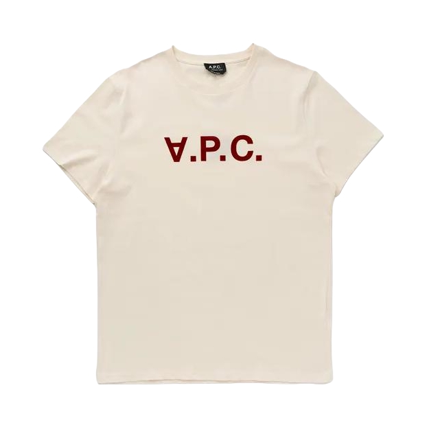 A.P.C. 字母印花平纹棉质植绒套头圆领直筒短袖T恤 男女同款