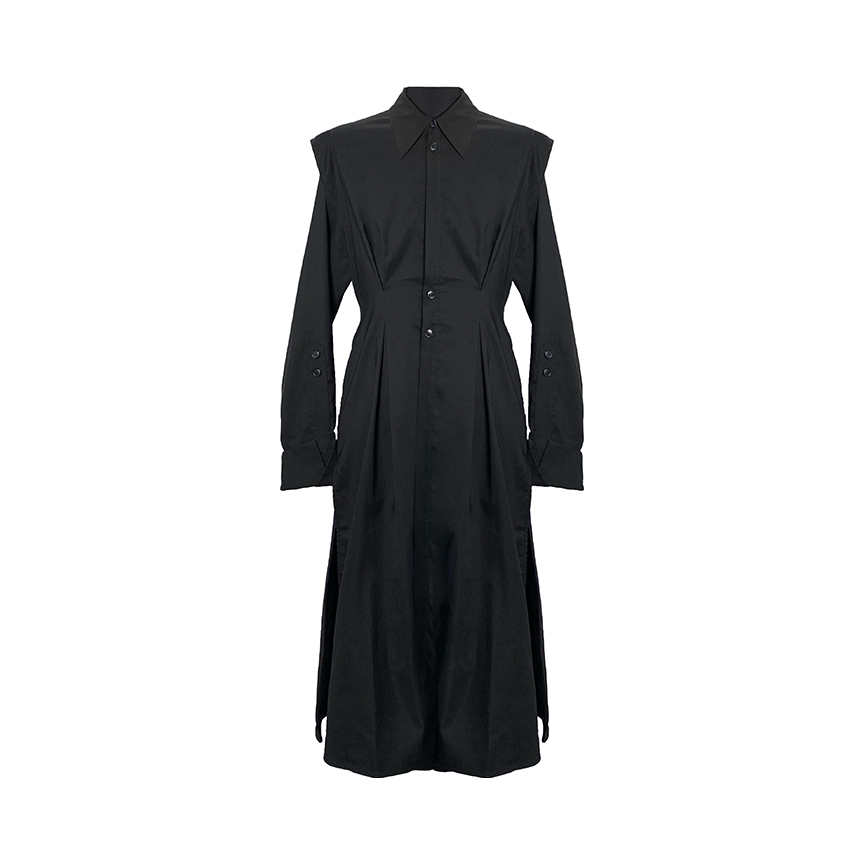 推荐商品：ILNya/凌鸦  月海梭织布天丝维多利亚束腰连衣裙 IYA2210008 黑