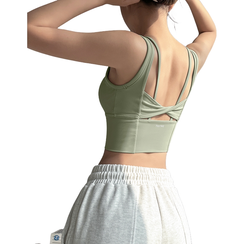 推荐商品：岚纹  外穿防震聚拢防下垂性感美背瑜伽服 女装 LW舞台SP263WX 灰绿