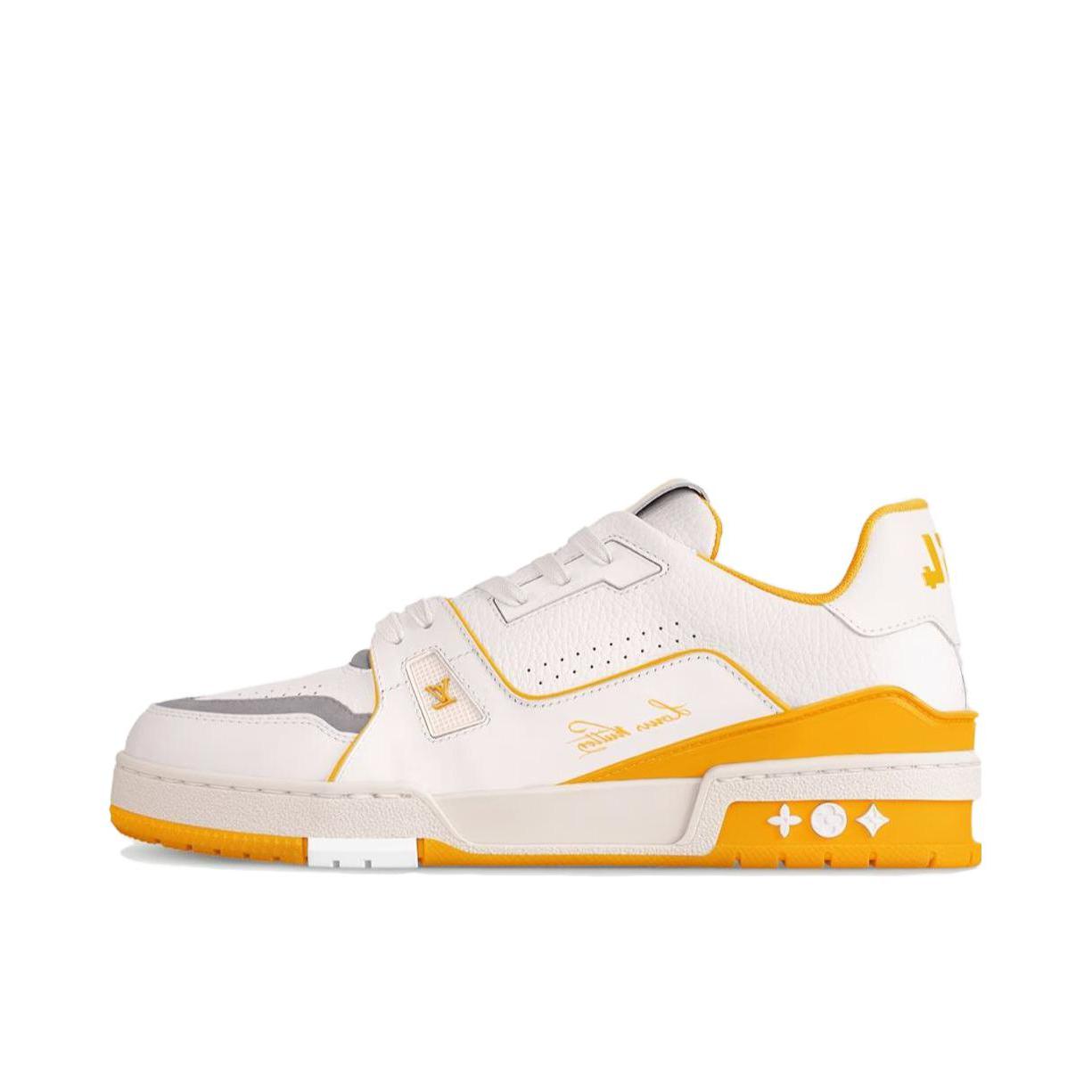 推荐商品：Louis Vuitton Trainer系列 时尚 牛皮 圆头 防滑 轻便 板鞋 黄色/白色