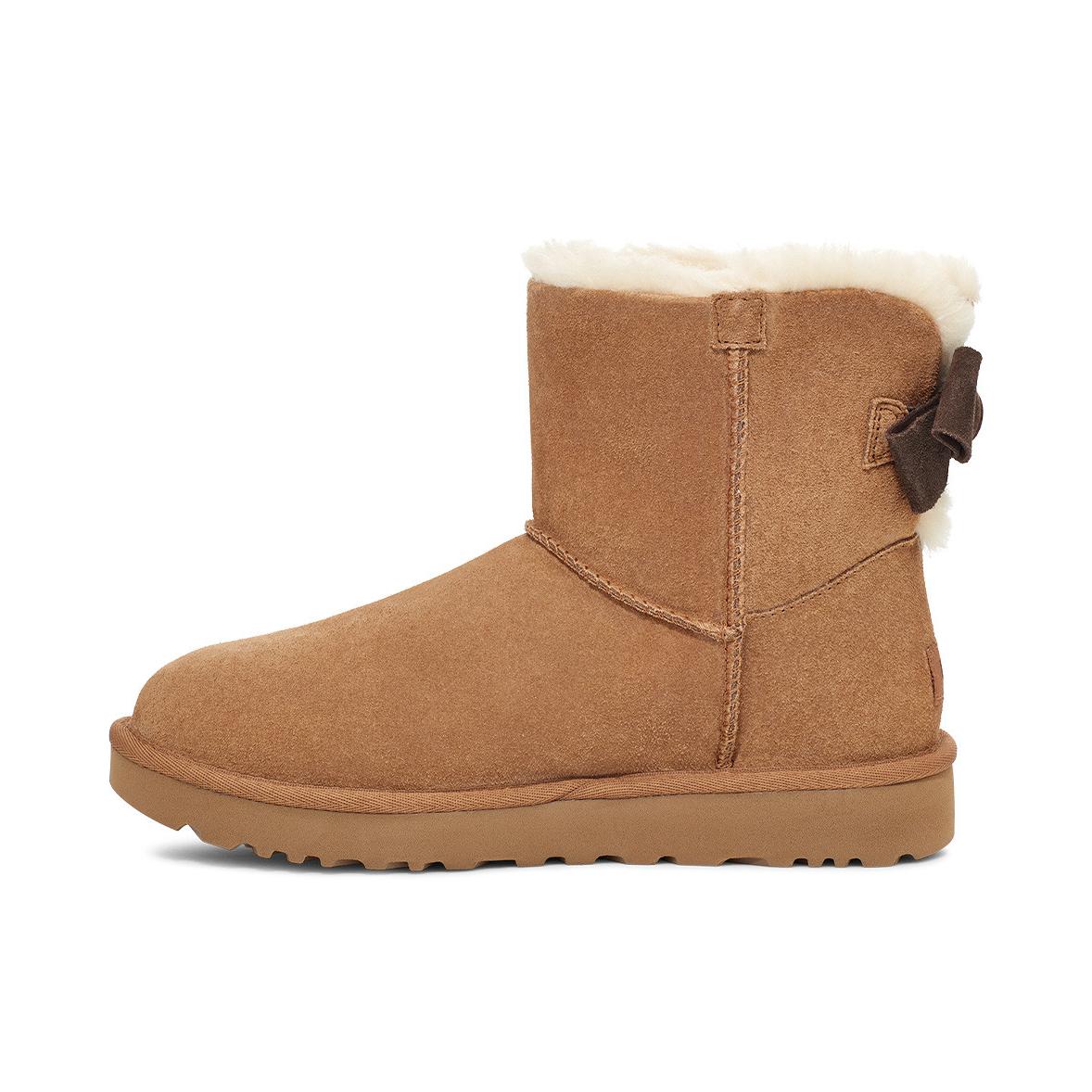 推荐商品：UGG Suede Mini Bow Boot 圆头 雪地靴 女款/栗色