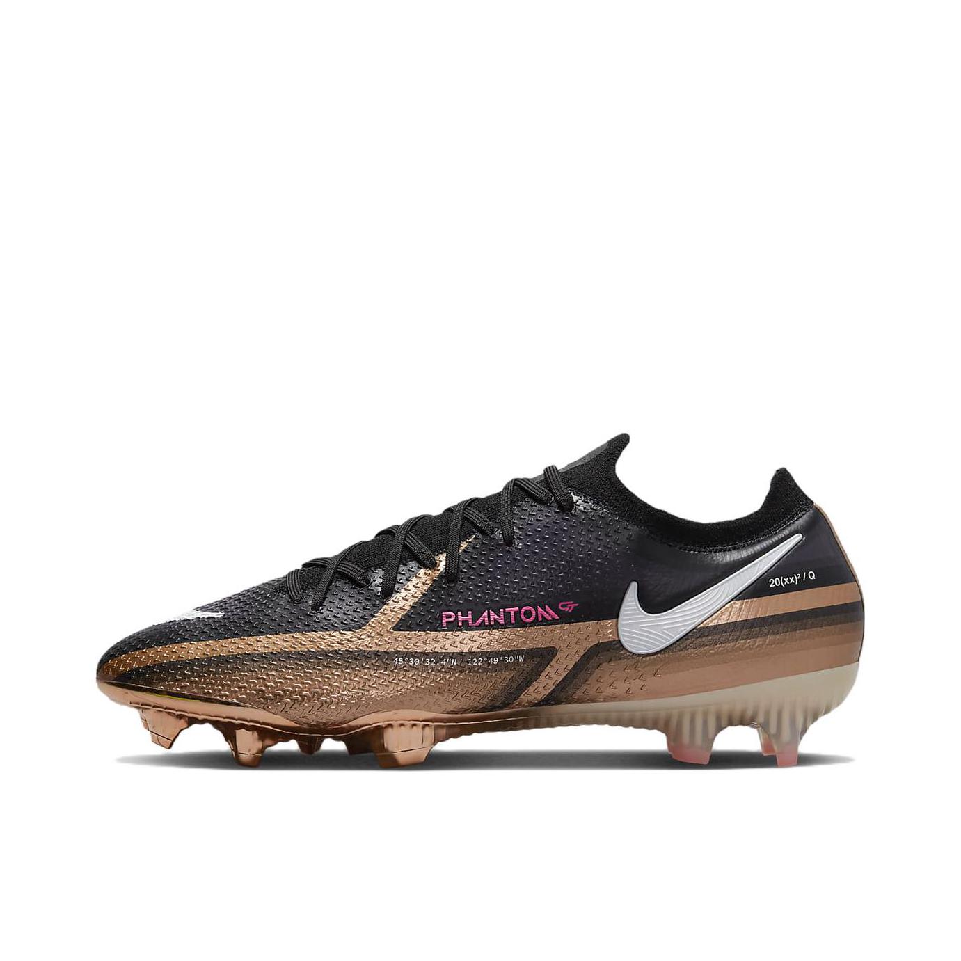 推荐商品：Nike Phantom GT2 Elite FG 顶级 胶质长钉 硬草地天然草地 减震防滑耐磨 足球鞋 黑色/金色