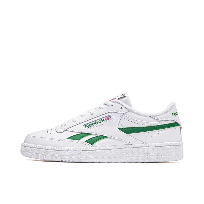 推荐商品：Reebok/锐步 Club C Revenge 防滑耐磨 透气 板鞋 纯白色/绿色