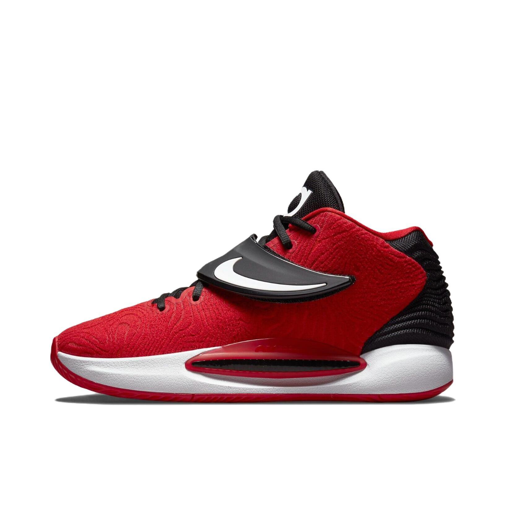 推荐商品：Nike KD 14 杜兰特 防滑耐磨 包裹性 圆头 支撑 实战 减震 织物 魔术贴 篮球鞋 红色
