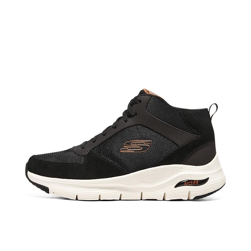 推荐商品：Skechers/斯凯奇 Arch Fit 耐磨 缓震防滑 轻便透气 舒适网面 足弓支撑 绑带 运动 跑鞋 149057 黑色/白色/棕色