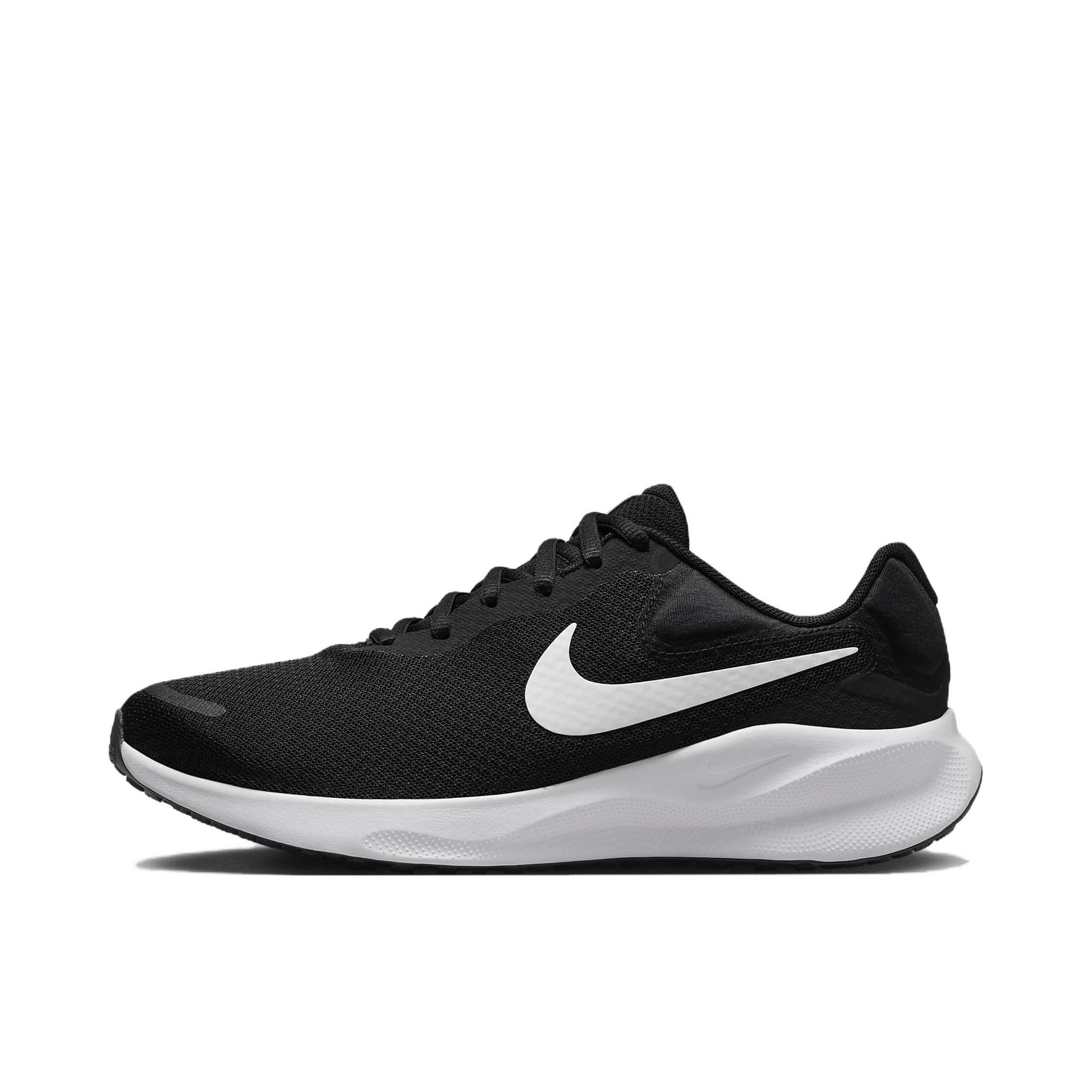 推荐商品：Nike Revolution 7 跑鞋 舒适百搭耐磨透气减震休闲运动支撑训练轻便易穿脱 女款/宽版/黑色/白色