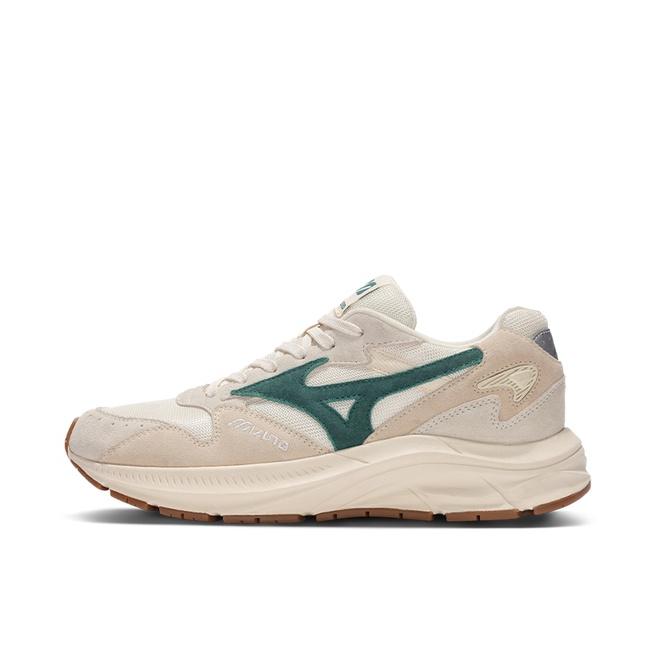 推荐商品：Mizuno/美津浓  Pi Retro  舒适减震 防滑耐磨 合成革 时尚简约 百搭复古  跑鞋  米白/绿色
