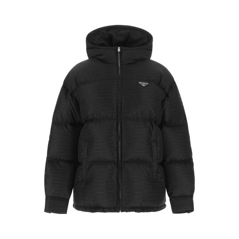PRADA 保暖连帽拉链羽绒服 女装 292052-11FC-F0002-S-222 黑