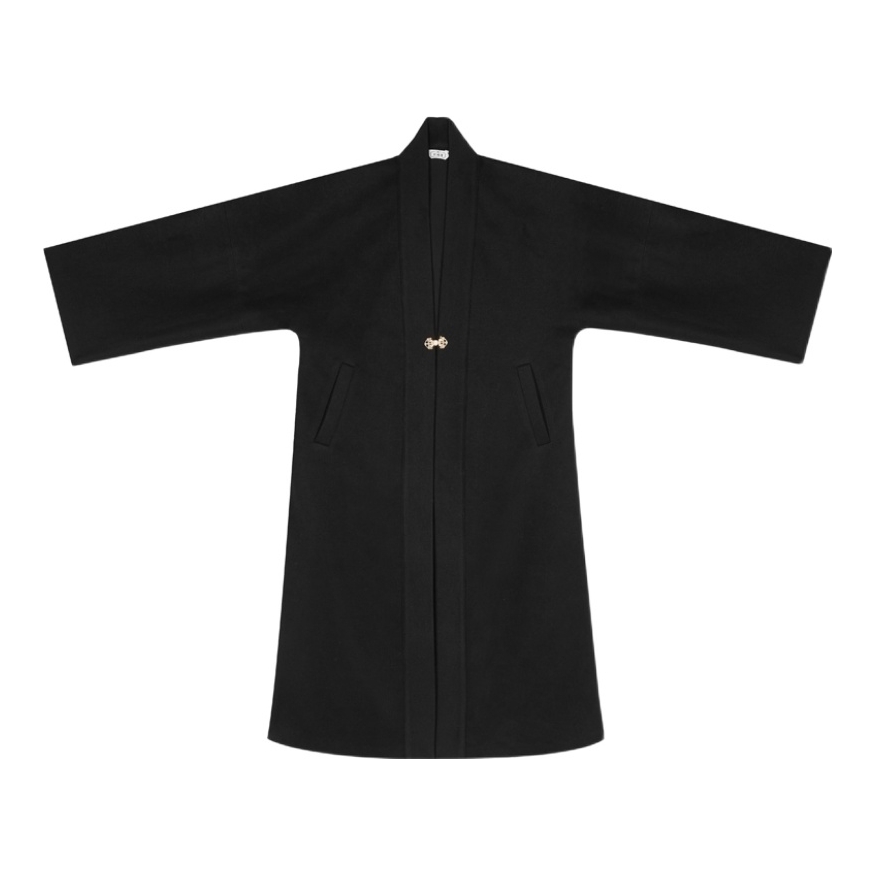 推荐商品：织造司 早雾 宋制汉服汉元素长褙子呢子大衣汉服 女装 黑