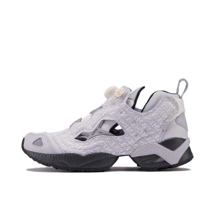 推荐商品：Reebok/锐步 Instapump Fury 95 跑鞋 防滑耐磨减震透气舒适百搭潮流休闲一脚蹬合成革织物机能风轻便 Eames联名/灰色