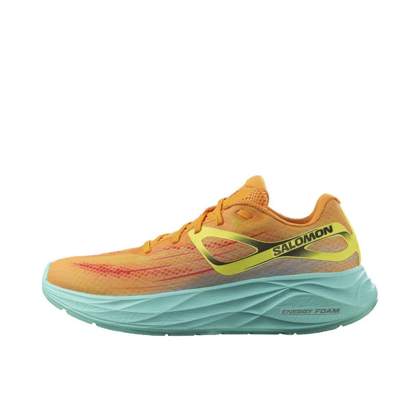 推荐商品：Salomon/萨洛蒙 Aero Glide 缓震平稳 防滑耐磨 舒适轻便 网布透气 百搭 圆头 休闲运动 跑鞋 男款/橘色