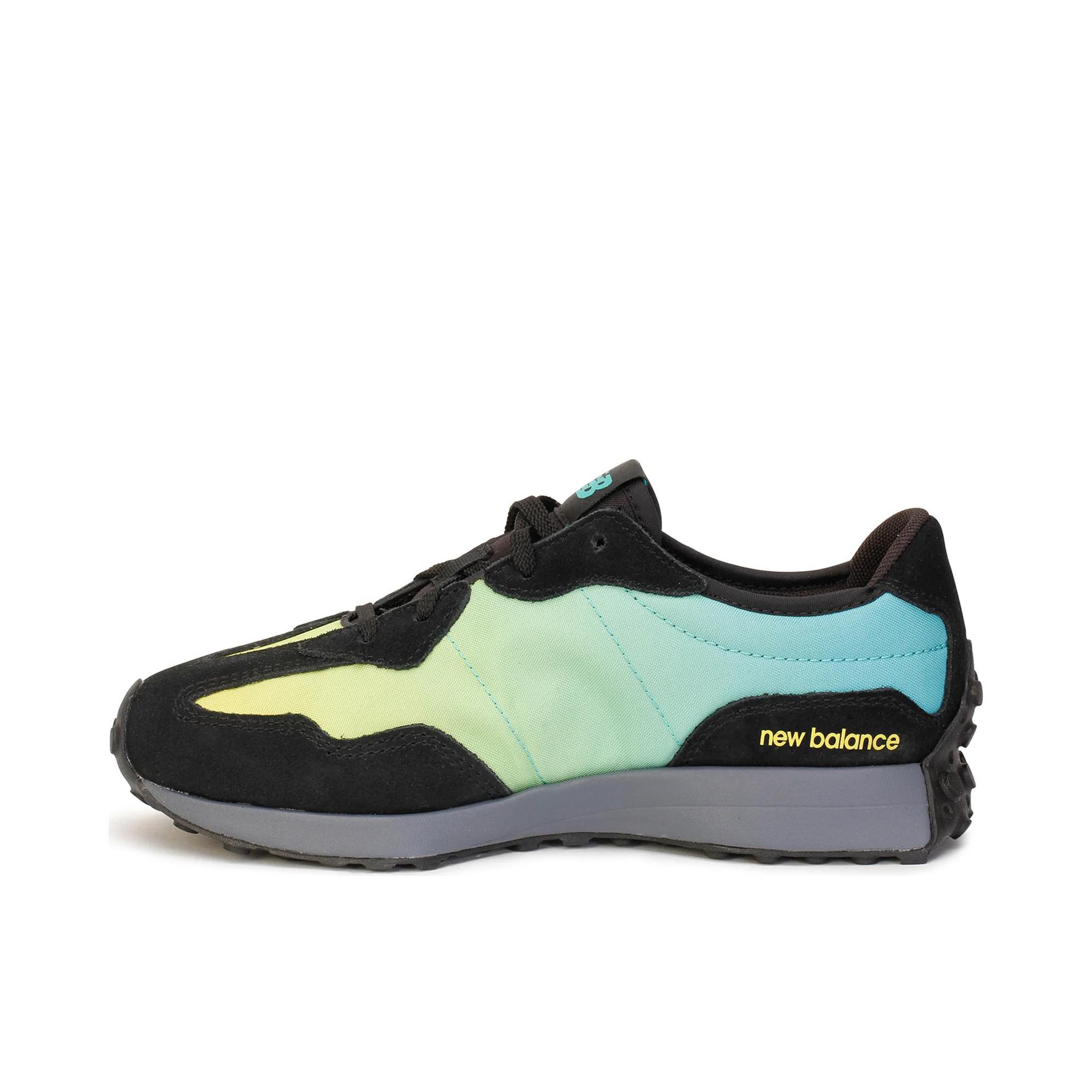 推荐商品：【IU同款】 New Balance 327 跑鞋 舒适复古防滑耐磨休闲透气减震拼接运动防水织物慢跑圆头 大童/黑色/渐变绿