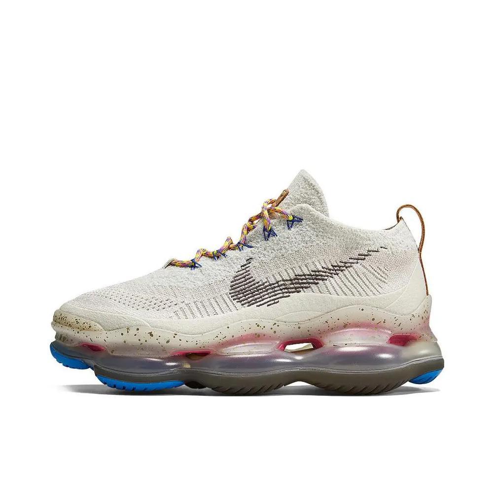 推荐商品：Nike Air Max Scorpion 跑鞋 时尚潮流复古减震耐磨透气织物增高回弹短跑 幻影灰白/白金色/浅清透蓝