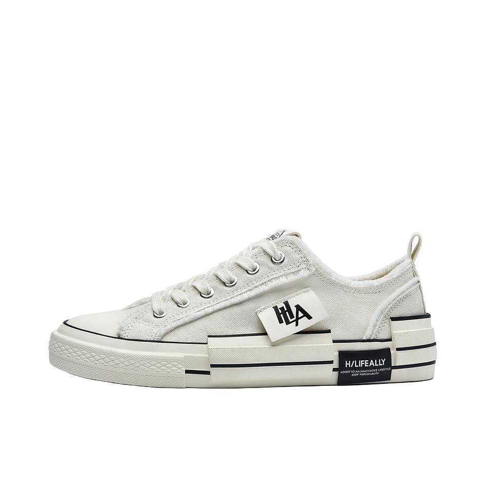 推荐商品：HLA/海澜之家 防滑 透气 小众 简约百搭 潮流休闲 帆布鞋 HAAFBM3CDB021 米白色
