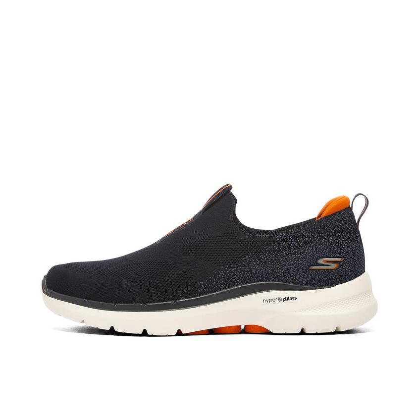 推荐商品：Skechers/斯凯奇 Go walk 6 舒适耐磨 减震回弹 轻便透气 网面 软底 轻质 一脚蹬 运动休闲鞋 124502 海军蓝色/橘色