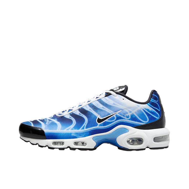 推荐商品：Nike Air Max Plus 跑鞋 休闲舒适轻便网布透气防滑耐磨气垫缓震包裹性贴合圆头 白色/蓝色/黑色