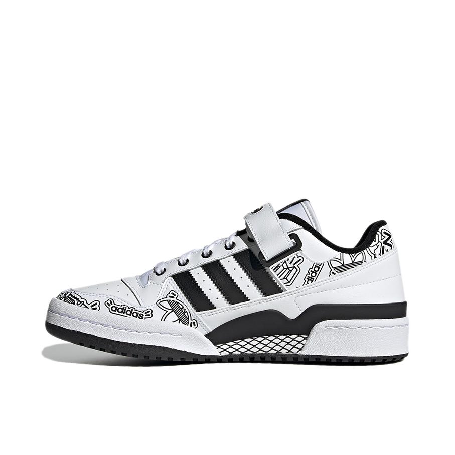 推荐商品：adidas Originals Forum 板鞋 轻便复古防滑时尚魔术贴篮球风薄底包裹性 涂鸦/白色/黑色