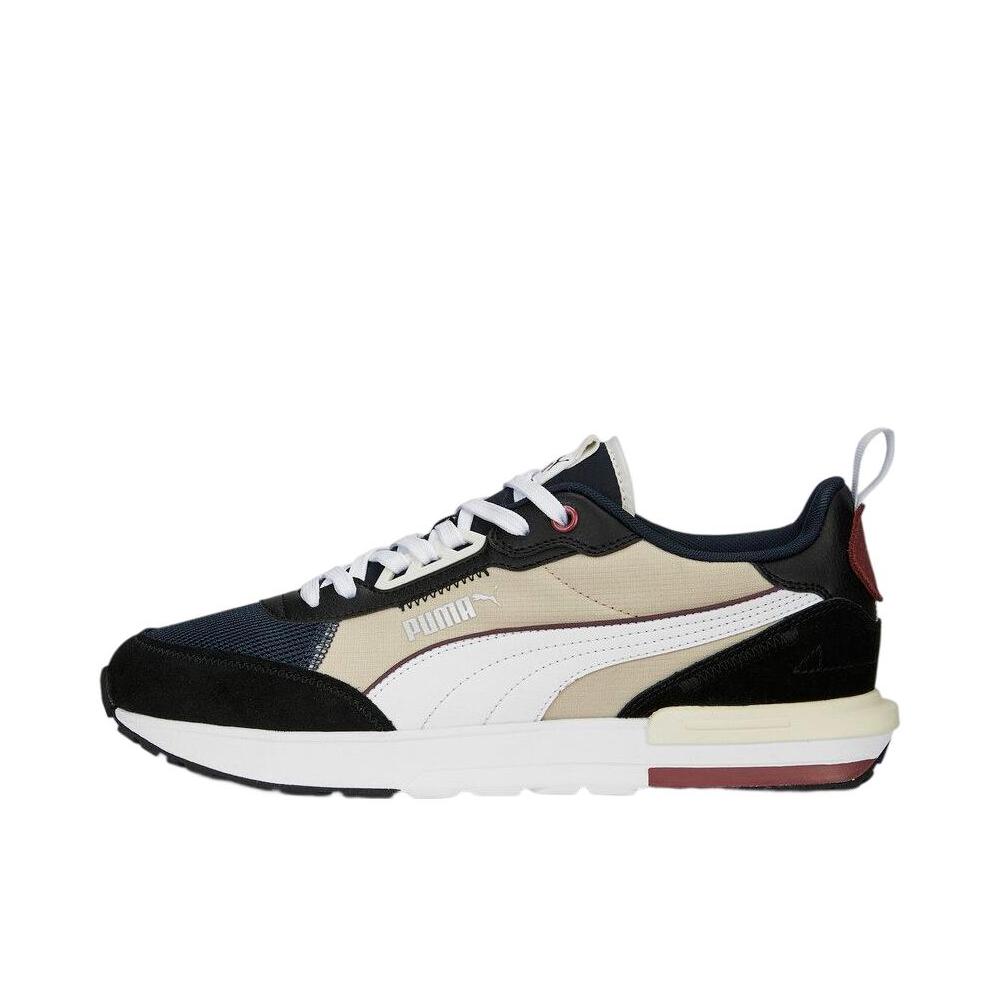 推荐商品：Puma/彪马 R22 运动休闲鞋 拼接复古时尚舒适耐磨轻便透气缓震抓地 黑色/白色/米 色