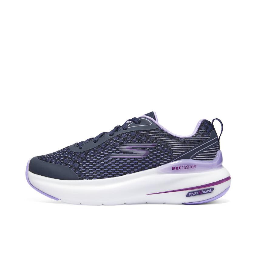 推荐商品：Skechers/斯凯奇 Max Cushioning Hyper Burst 足弓支撑科技 缓震软底 高回弹 网面透气 运动轻质 跑鞋 海军蓝色/薰衣草色