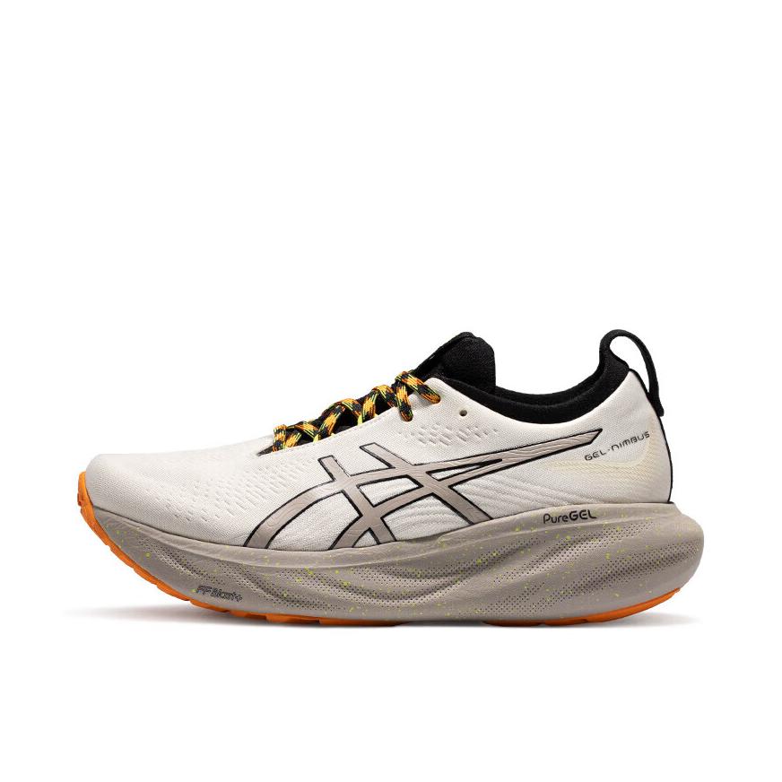推荐商品：Asics/亚瑟士 Gel-Nimbus 25 跑鞋 稳定支撑缓震回弹舒适透气防滑耐磨防水织物轻量 米色/黄色