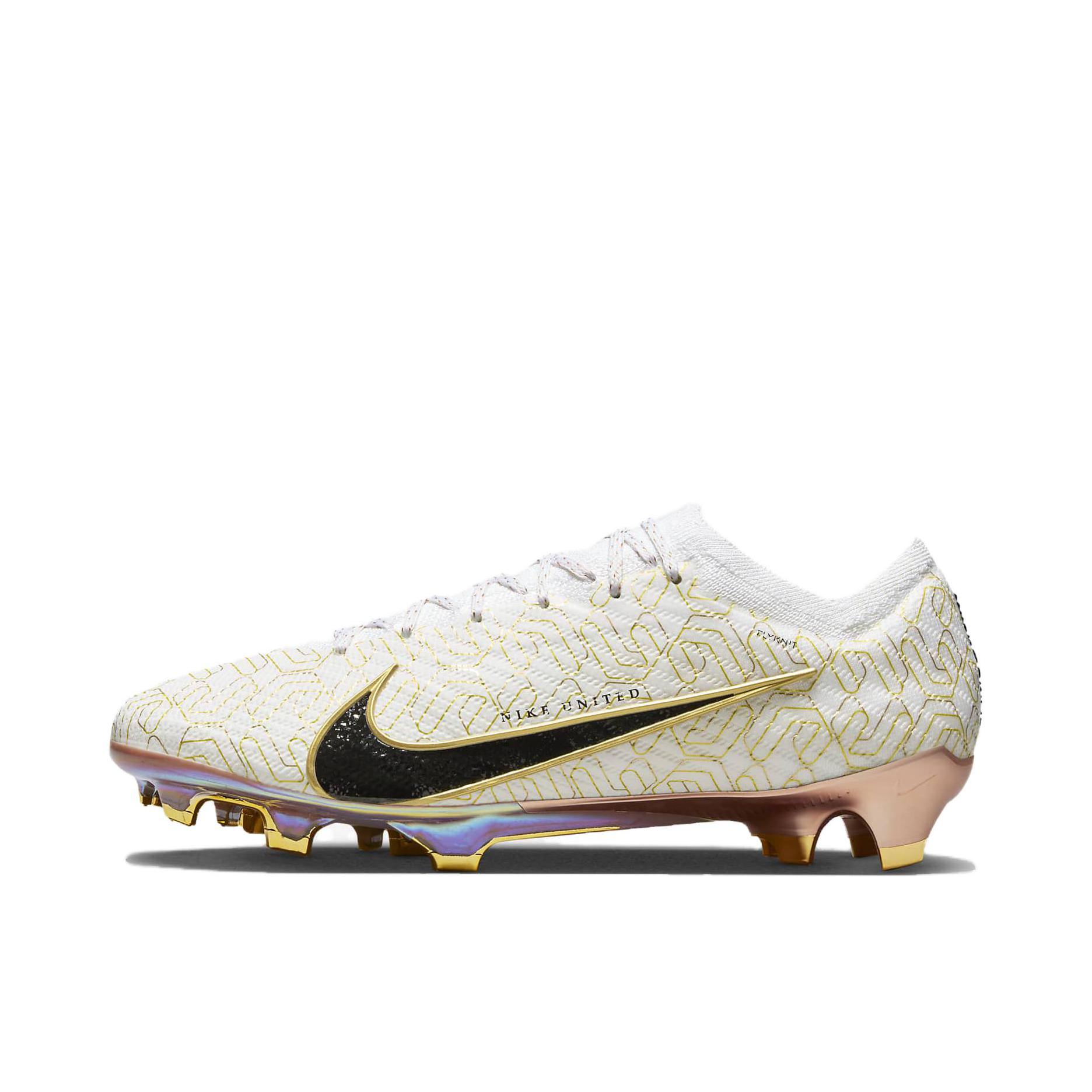 推荐商品：Nike Mercurial Vapor 15 Elite FG 顶级 胶质长钉 天然草地 防滑耐磨 足球鞋 白色/黑色/金色