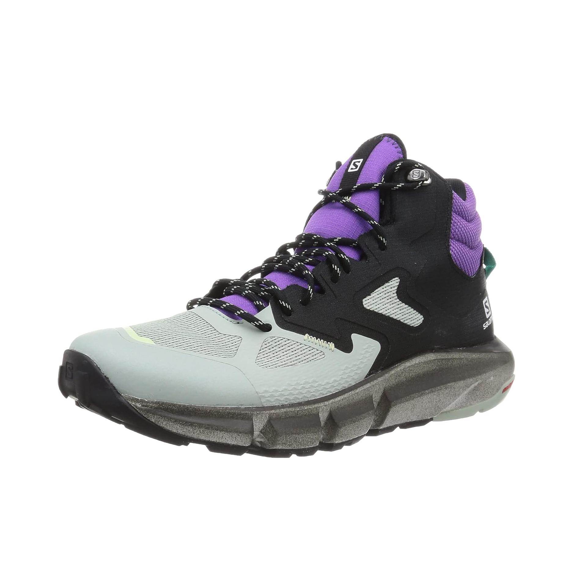 推荐商品：Salomon/萨洛蒙 Predict Hike Mid GTX 舒适耐磨 户外鞋 黑色/水灰/蓝紫色
