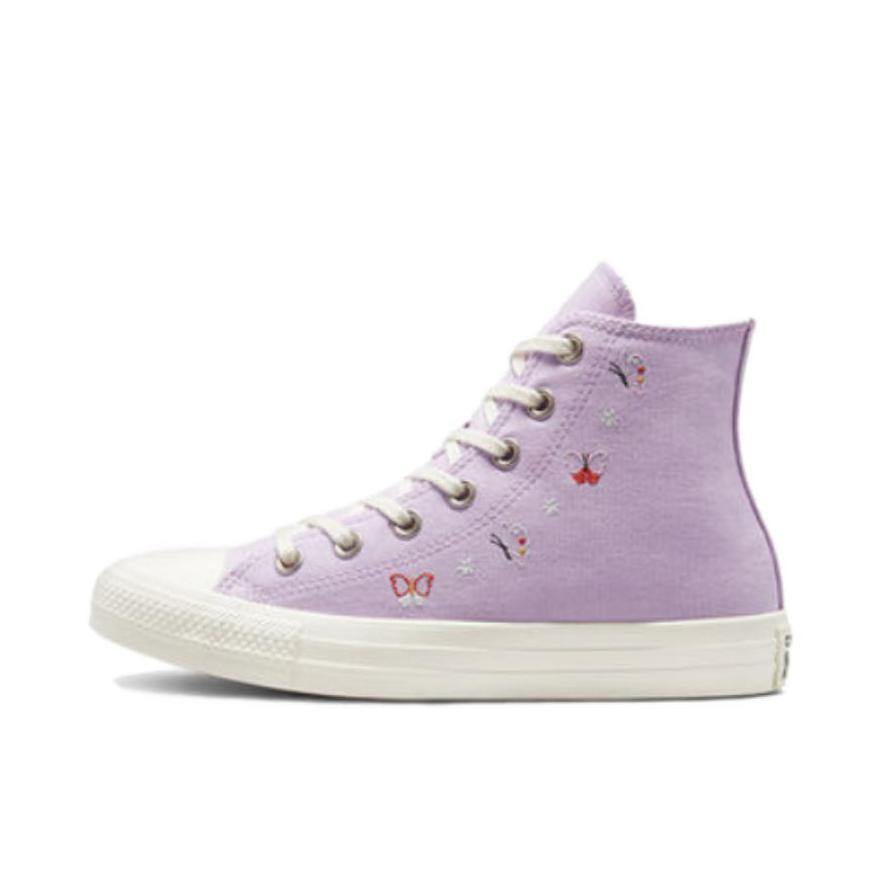 推荐商品：Converse/匡威 Chuck Taylor All Star 帆布鞋 常青款轻便防滑耐磨百搭复古圆头减震贴合高帮 紫/白色