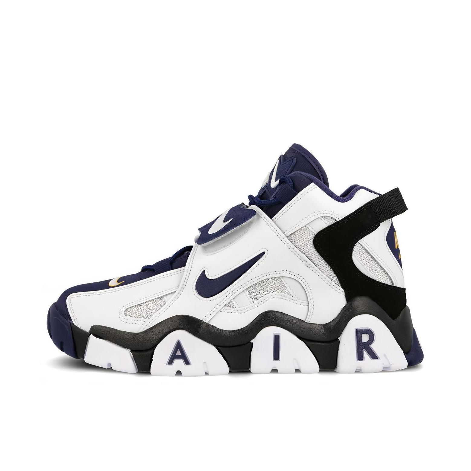 推荐商品：Nike Air Barrage 缓震耐磨 复古运动 防滑 篮球鞋 Midninght Navy/White 黑白