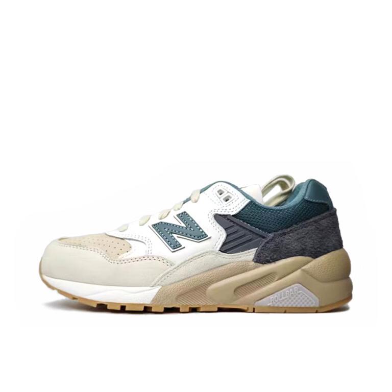 推荐商品：New Balance 580 潮流复古 减震防滑 轻便透气 耐磨 舒适 织物 低帮百搭 运动休闲鞋  米白色/深灰色/绿色