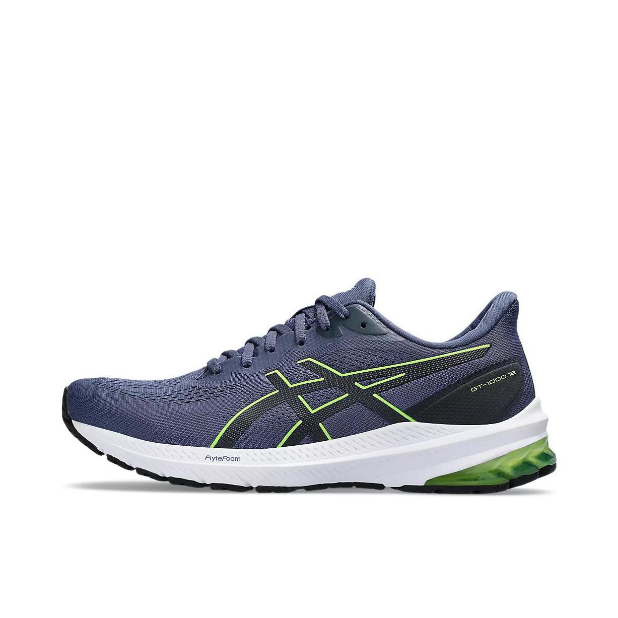 推荐商品：Asics/亚瑟士 GT-1000 12 跑鞋 舒适轻量回弹缓震耐磨网面透气织物马拉松潮流百搭稳定支撑复古 蓝色/绿色