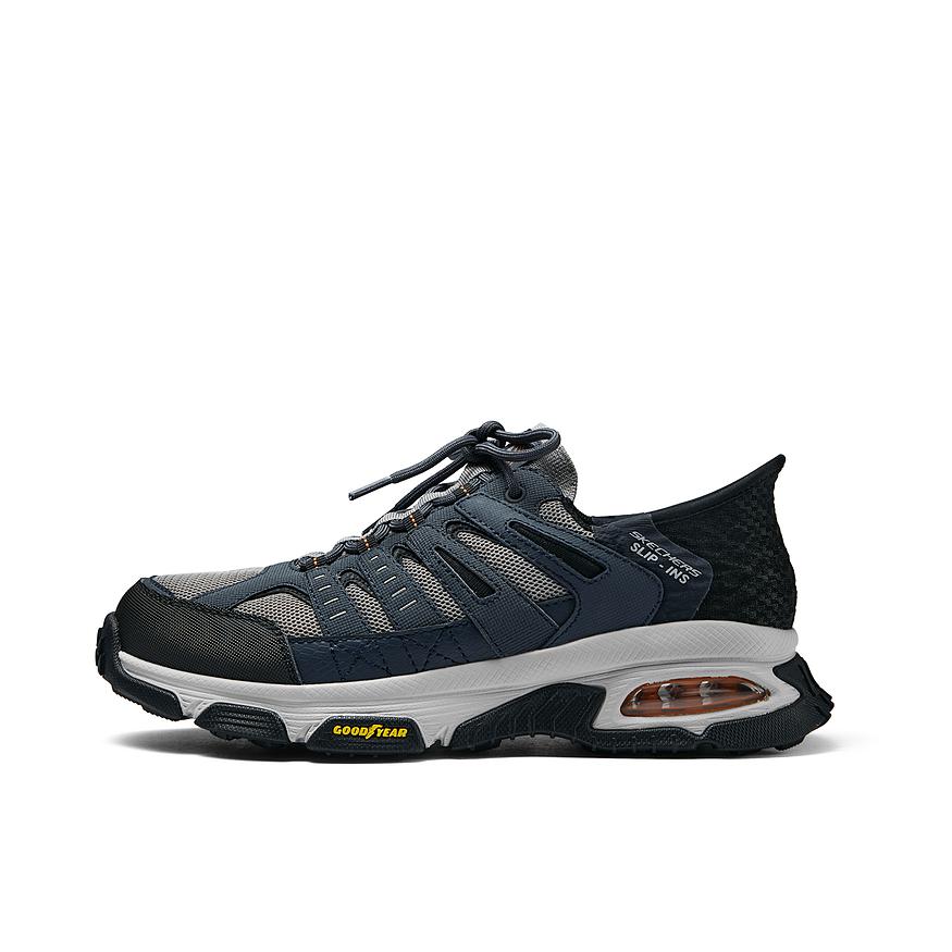 推荐商品：Skechers/斯凯奇 Air Envoy ST 防滑耐磨 软底 缓震回弹 舒适透气 防水 运动休闲鞋 海军蓝色/灰色