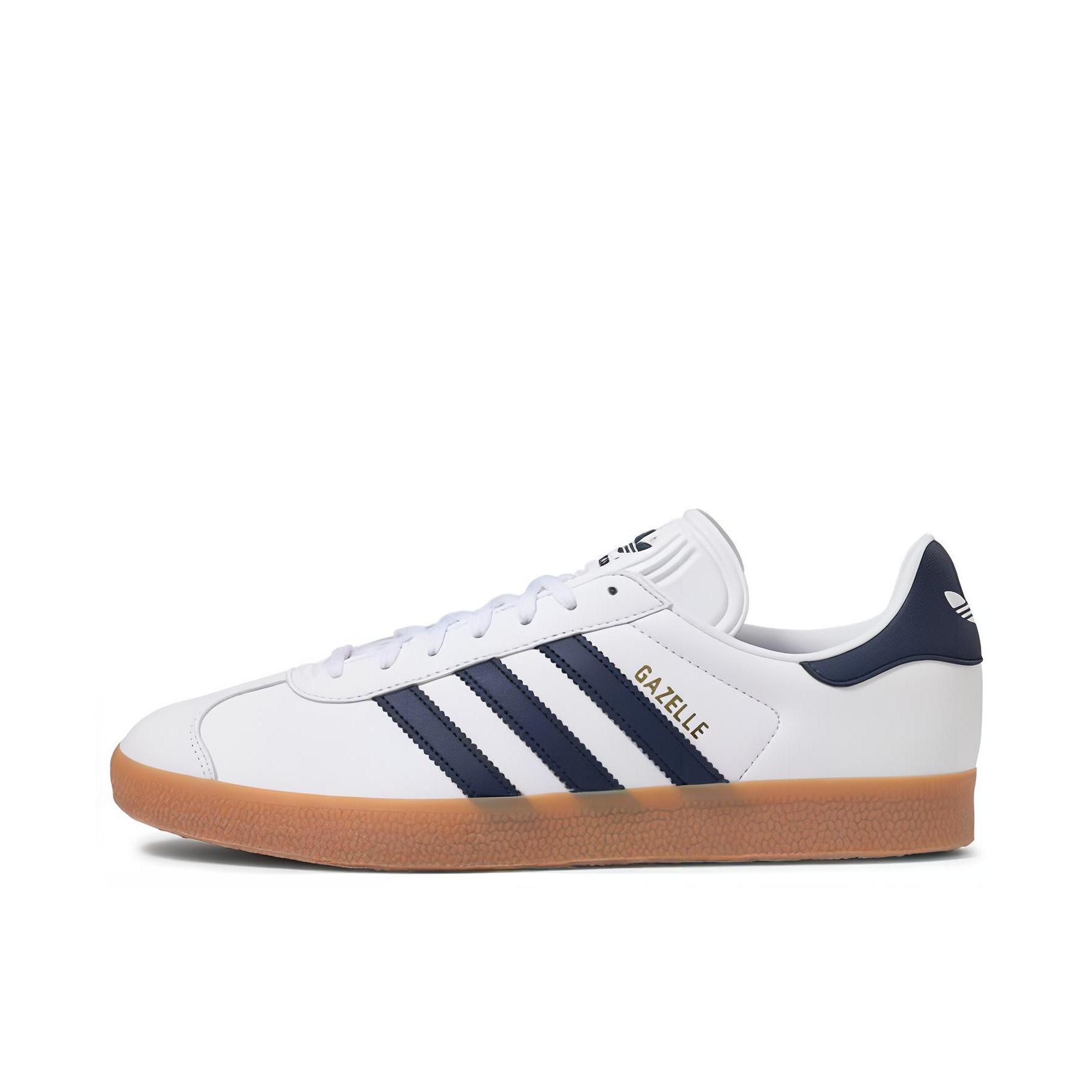 推荐商品：adidas Originals Gazelle Indoor T头鞋 德训鞋 板鞋 舒适缓震防滑耐磨绒面革复古 白色/蓝黑色