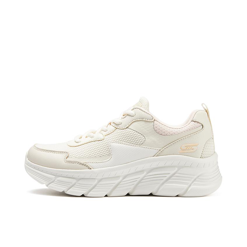 推荐商品：Skechers/斯凯奇  老爹鞋  防滑耐磨网布透气缓震轻便 厚底增高绑带  117387 米色