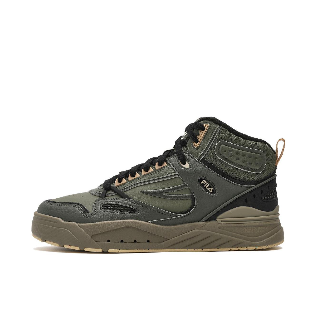 推荐商品：FILA/斐乐 SLAM MID 舒适轻便 防滑耐磨 加绒 包裹性 板鞋 绿色/黑色