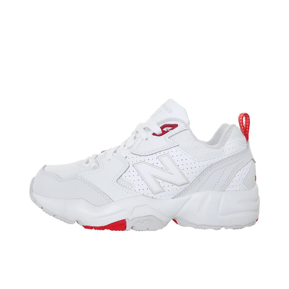 推荐商品：New Balance 708 减震耐磨 潮流复古 轻便透气 厚底 织物 合成革 运动 增高鞋 白红