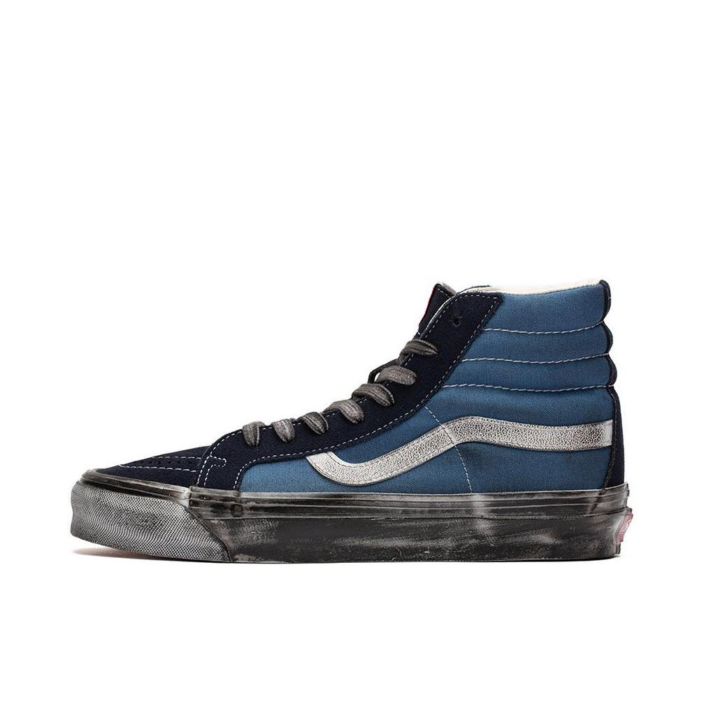 推荐商品：Vans/范斯 SK8-Hi 板鞋 潮流经典拼接复古街头厚底 墨蓝色/黑色