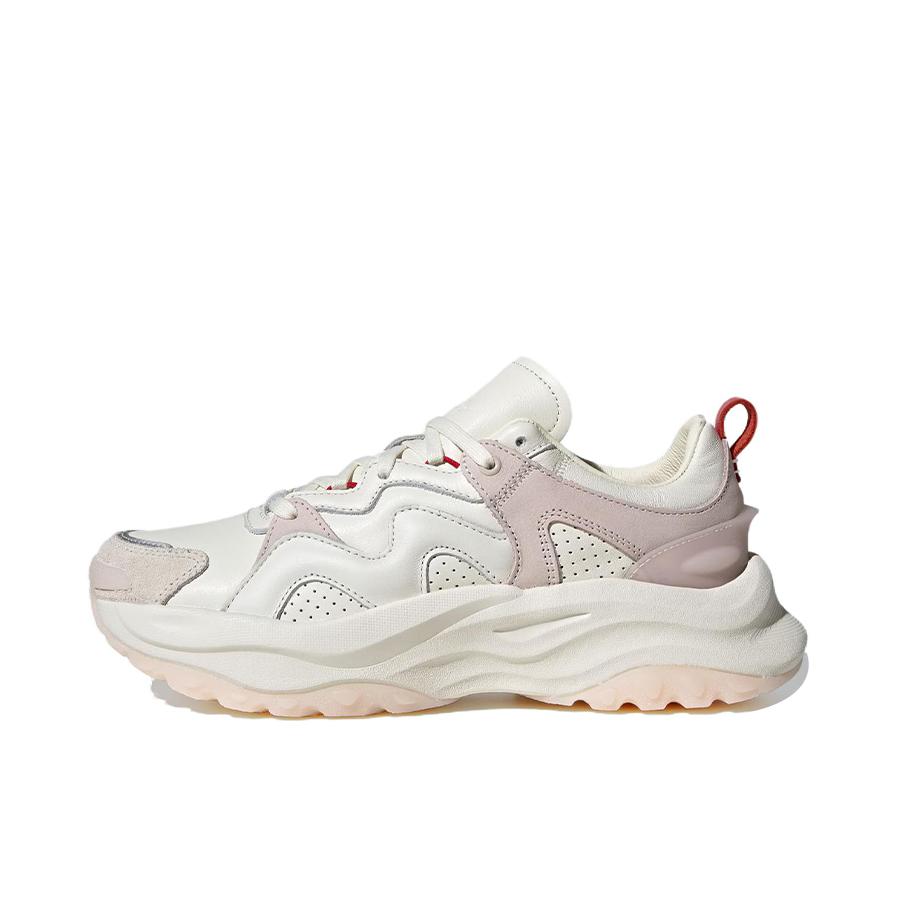 推荐商品：adidas Maxxwavy 跑鞋 缓震耐磨厚底增高织物回弹 革面/白色/粉色