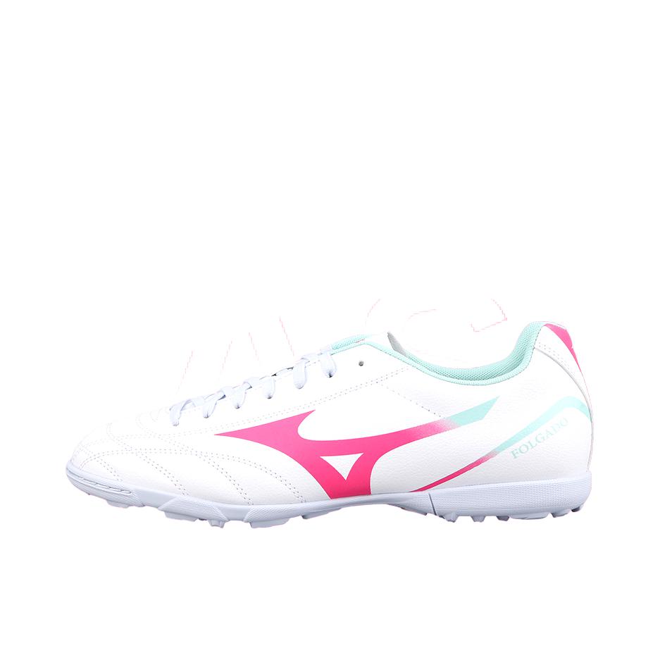 推荐商品：Mizuno/美津浓 Folgado Wide AS 碎钉 人造草坪 训练 减震耐磨 胶质 圆头 足球鞋 白色/粉色