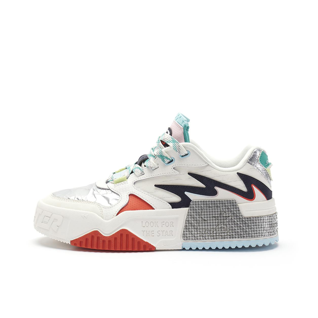 推荐商品：【梓瑜同款】 STARTER 音浪 Vol 80s 板鞋 面包鞋 防滑耐磨舒适透气休闲简约复古轻质增高拼接厚底减震 女款/白色