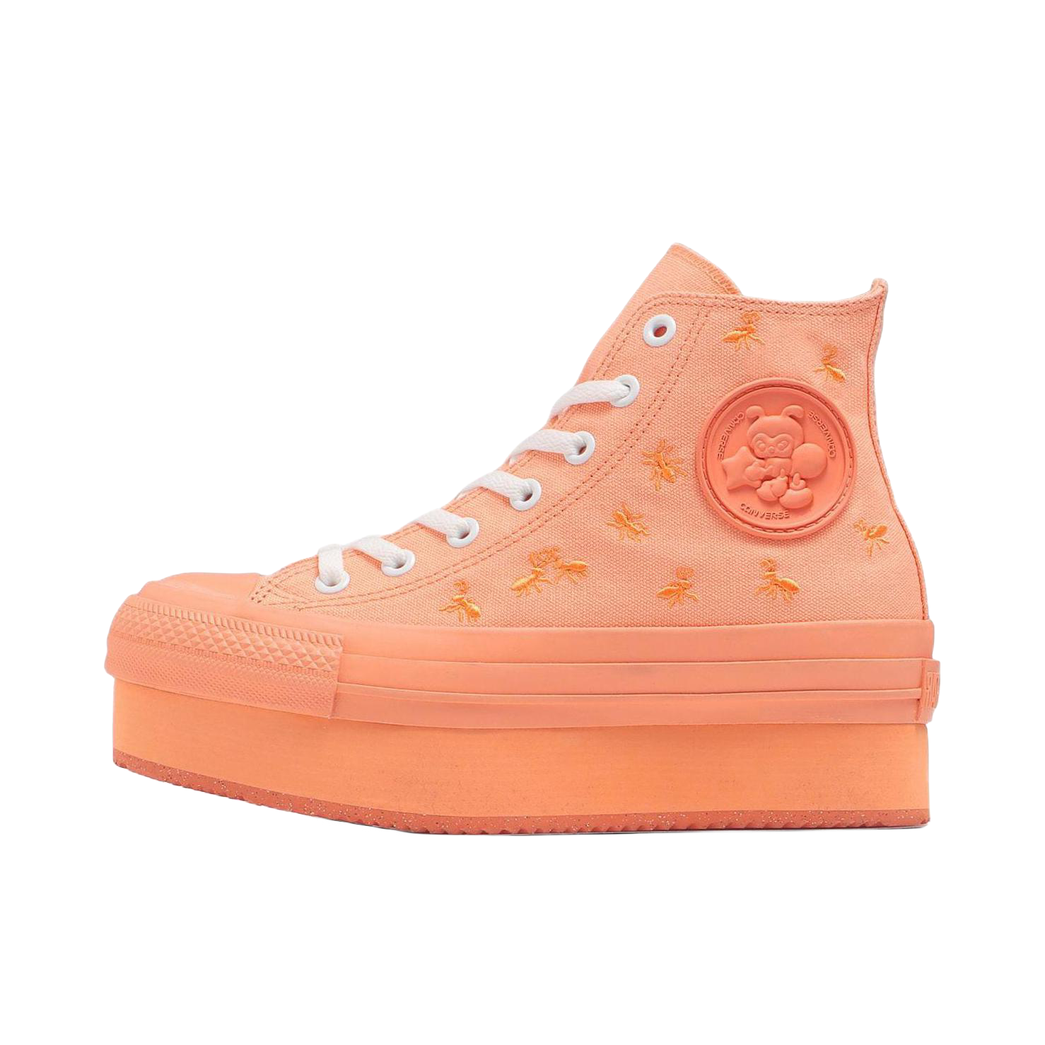 推荐商品：Converse/匡威 Chuck Taylor All Star 帆布鞋 常青款轻便防滑耐磨百搭复古圆头减震贴合高帮 女款/厚底/橙色