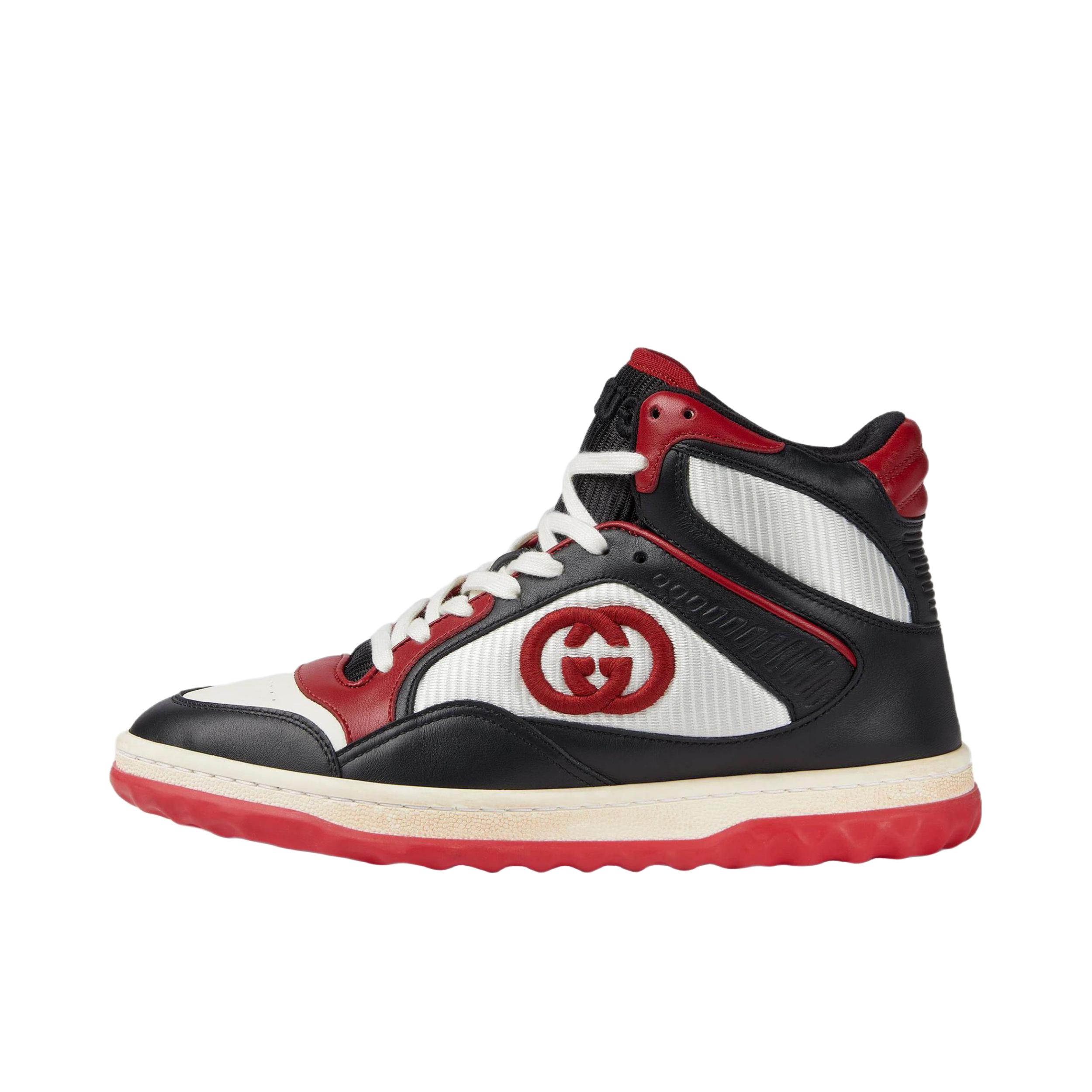 推荐商品：Gucci 皮革 圆头 系带 板鞋 762097 AACN5 1050 高帮/红色/黑色