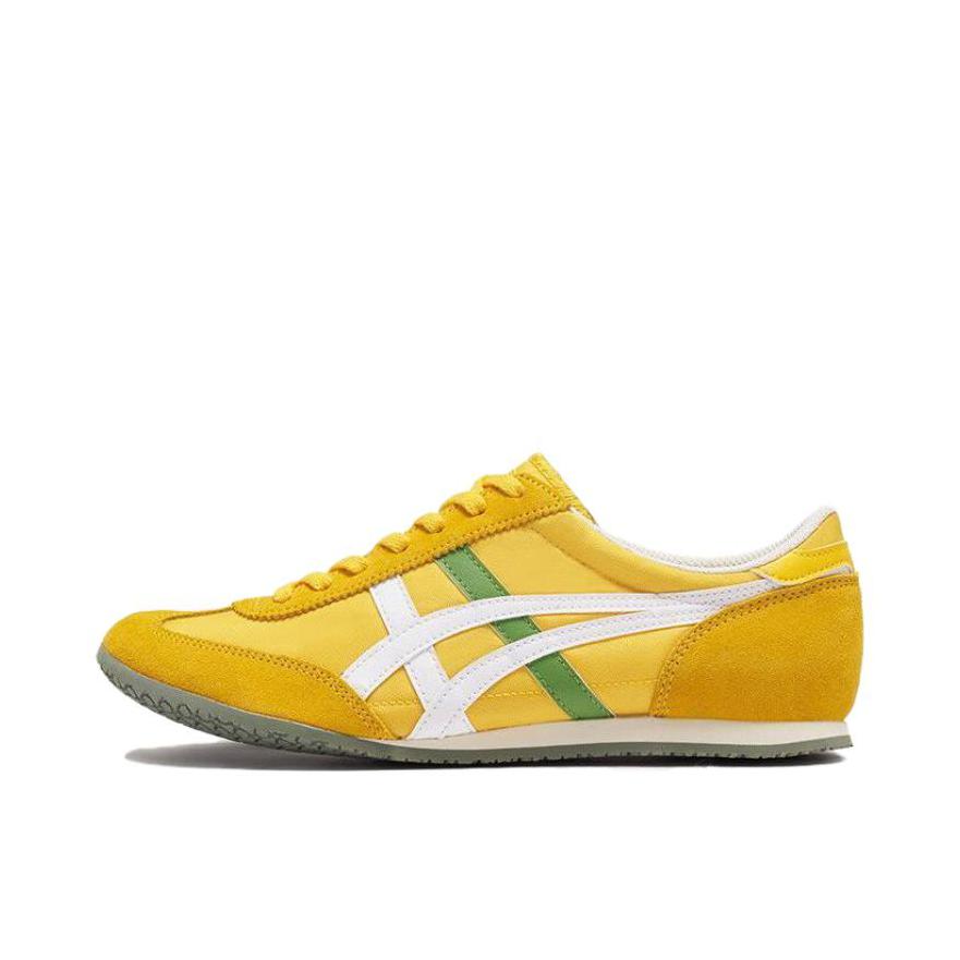 推荐商品：Onitsuka Tiger 鬼冢虎 Machu Race 运动休闲鞋 时尚百搭复古轻便生活合成革织物减震防滑耐磨低帮 黄色/绿色