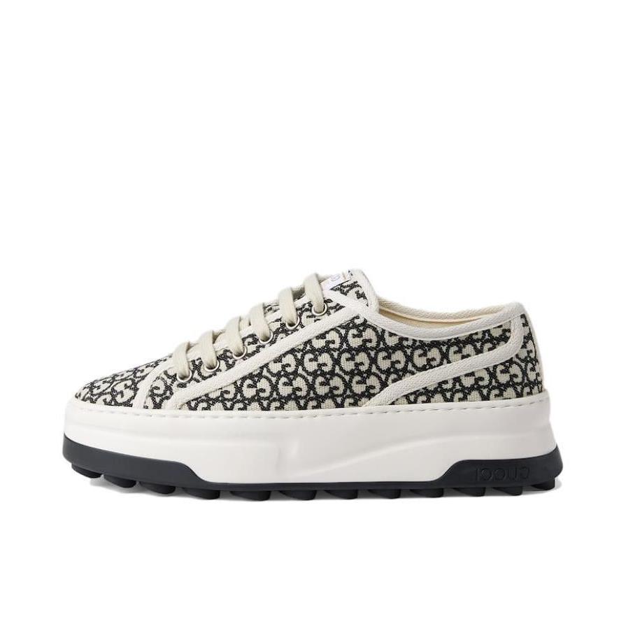 推荐商品：Gucci Tennis 1977系列 舒适时尚 厚底 板鞋 米色/黑色